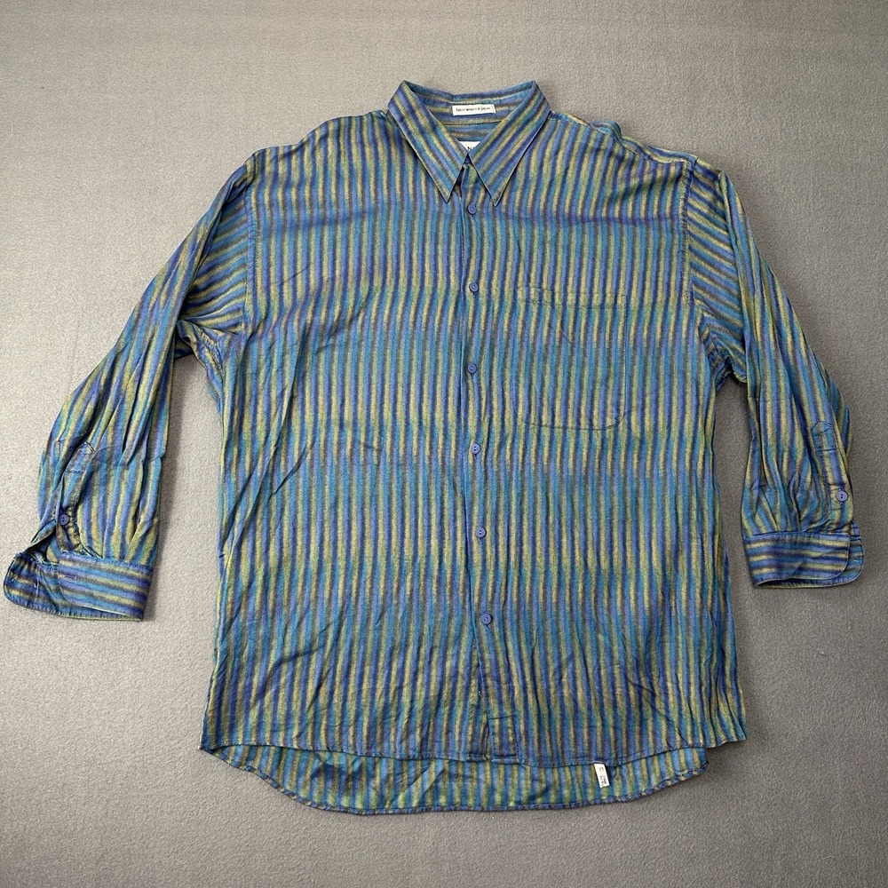 Jhane Barnes Shirt Mens XL Geometric Button Up Japan Fabric Long Sleeve Vintage